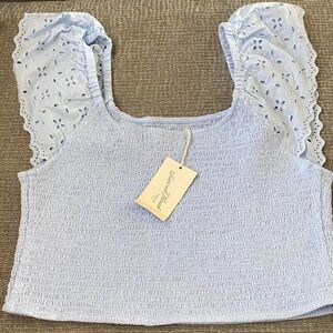 Universal Thread Sky Blue Smocked Crop Top